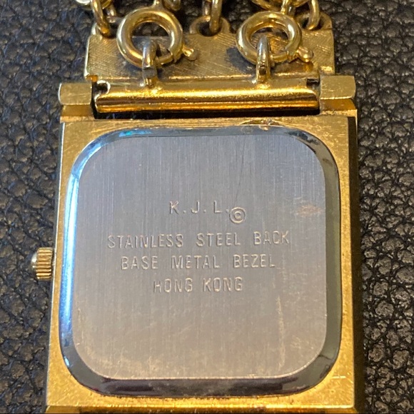 VINTAGE KENNETH J LANE DETACHABLE PEARLS GOLD TONE WATCH - Picture 3 of 5